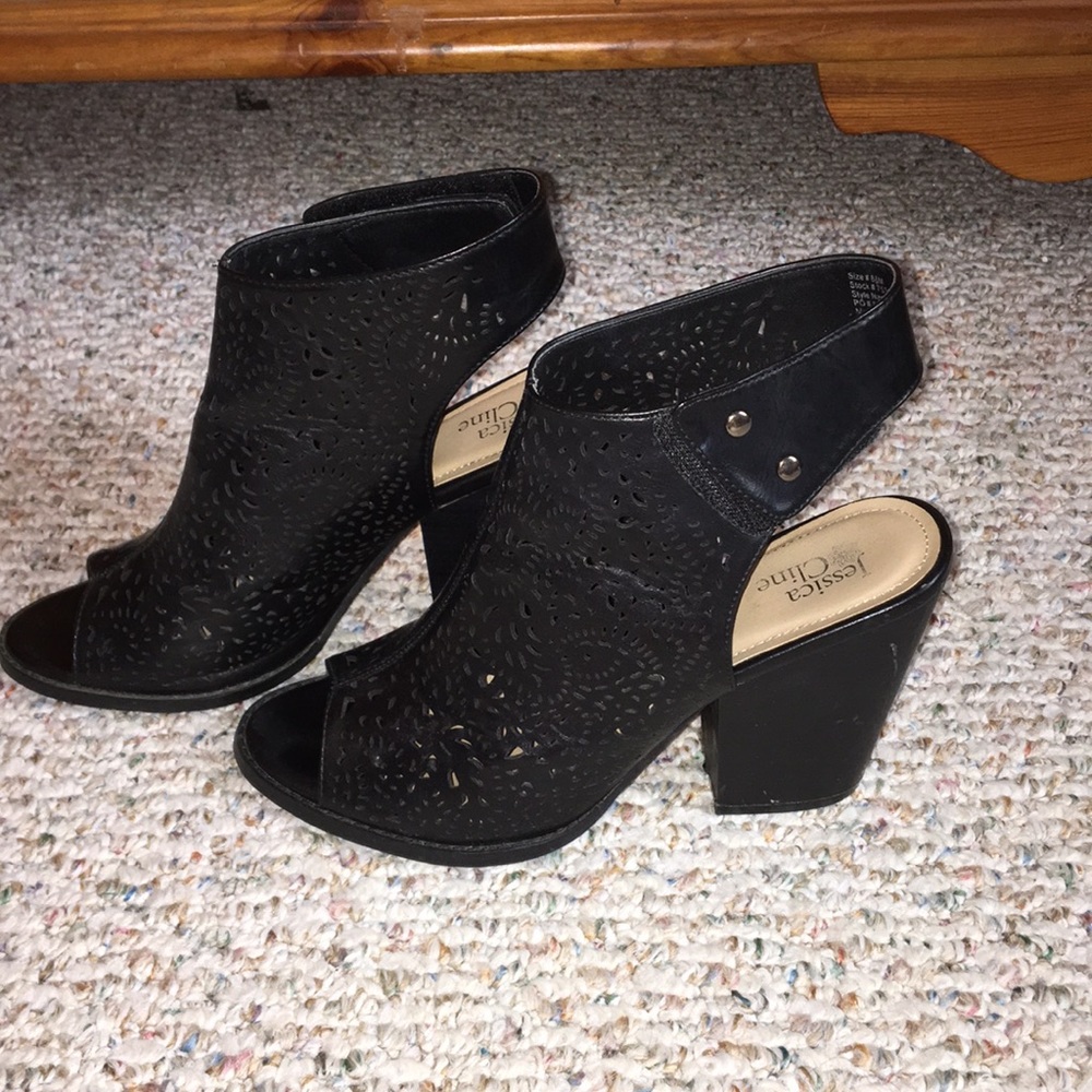 Black Peep Toe Booties